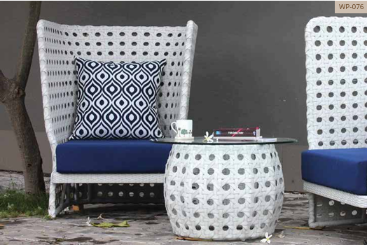 White Woven Outdoor Lounge Chair