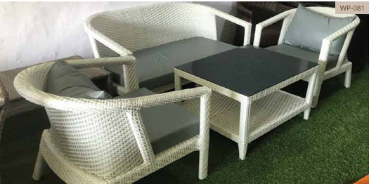 White Wicker Outdoor Conversation Set
