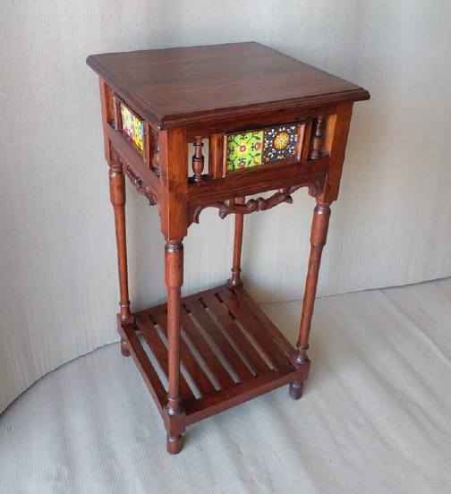 PLANTER STAND WITH WOODEN TOP WITH KHARAD LEGS